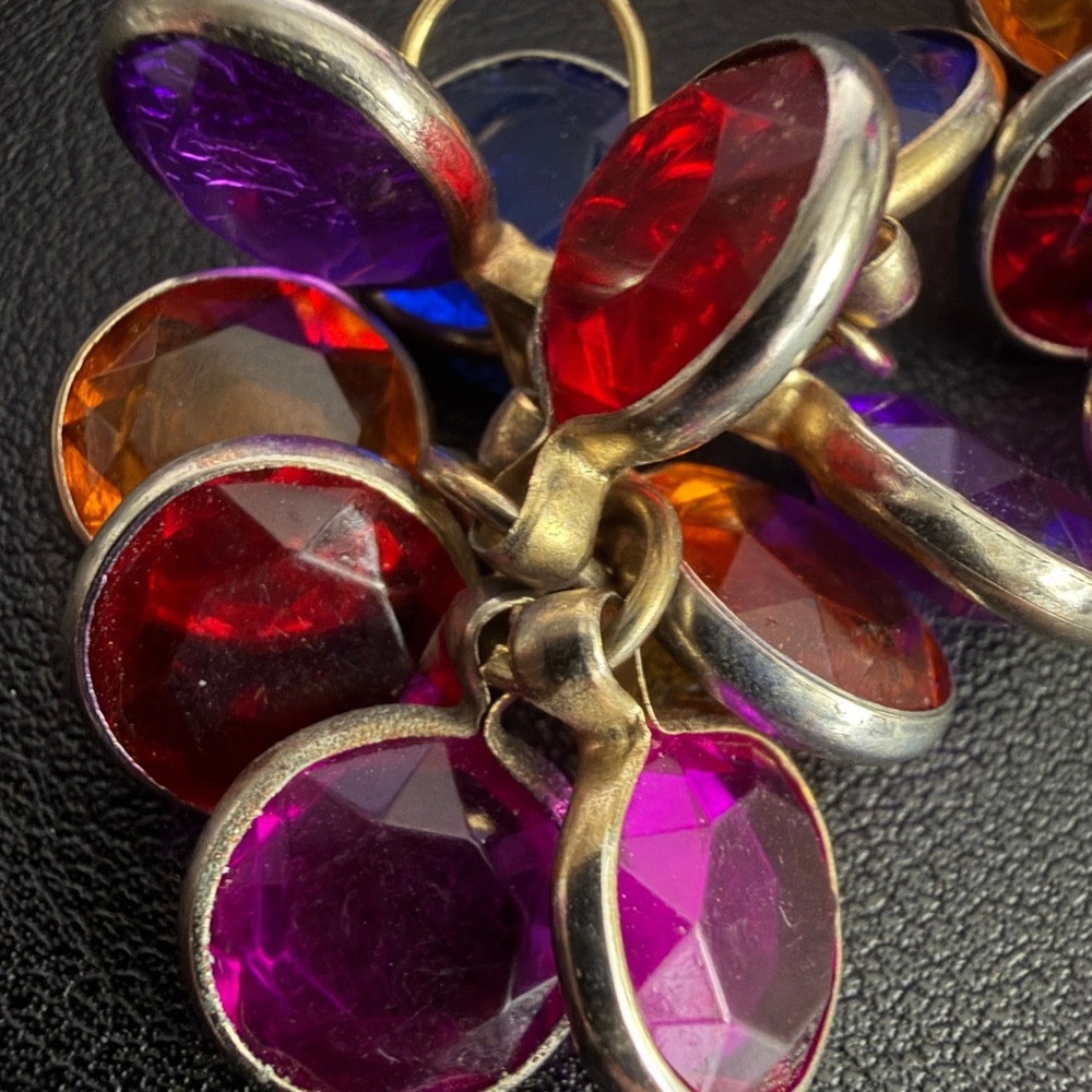 Vintage Open Bezel Earrings Drop Dangle Jewel Tone Lucite